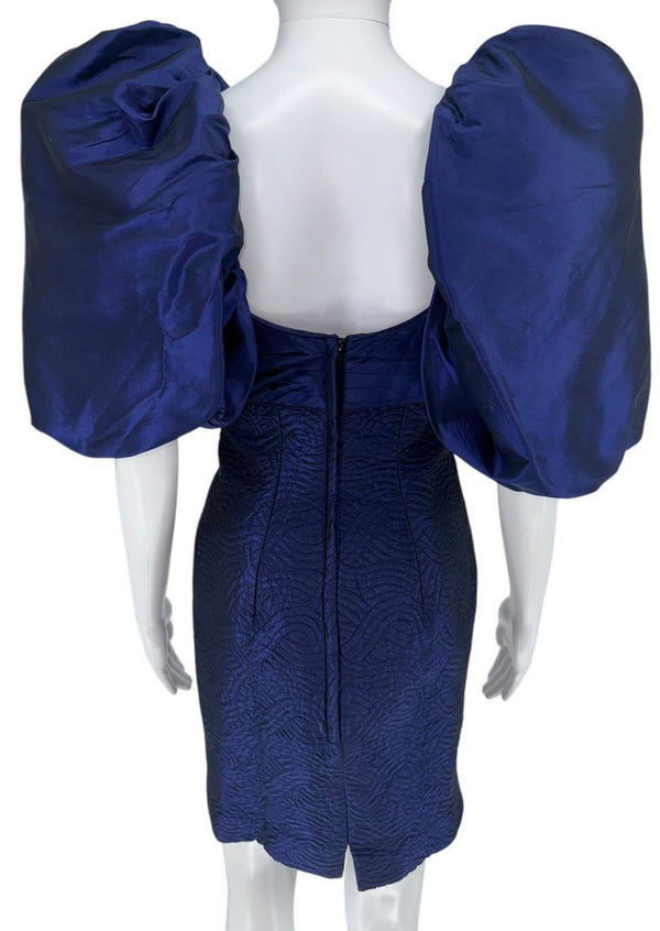 Patricia Rhodes Dramatic Puff-Sleeve Cocktail Dress — Size 4