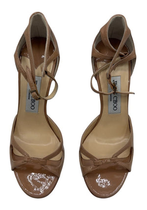 Jimmy Choo Patent Calfskin Nude Sandals - 36.5 Brand New In Box