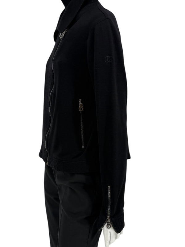 Chanel Black Quilted Wool Moto Zip Jacket – Size 46