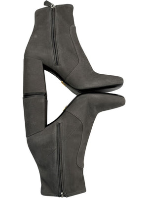 Prada Grey Suede Block Heel Booties – Size 39