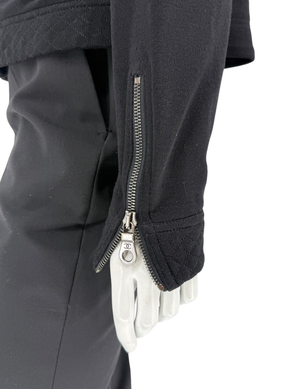 Chanel Black Quilted Wool Moto Zip Jacket – Size 46