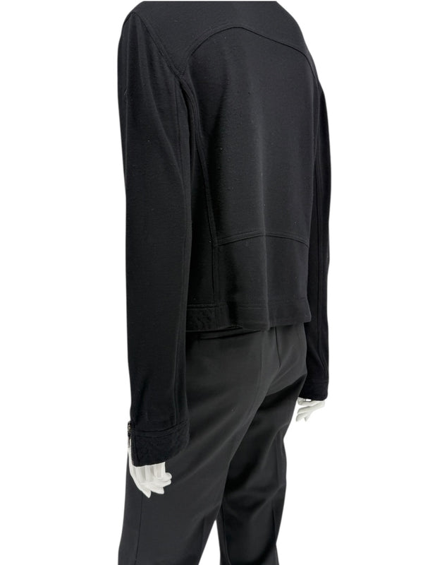 Chanel Black Quilted Wool Moto Zip Jacket – Size 46