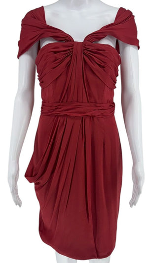 J. Mendel Draped Off-Shoulder Cocktail Dress – Size 6