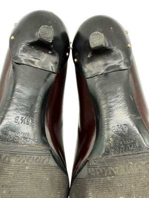 Gucci Burgundy Leather Pointed-Toe Kitten Heel Pumps – Size 36.5