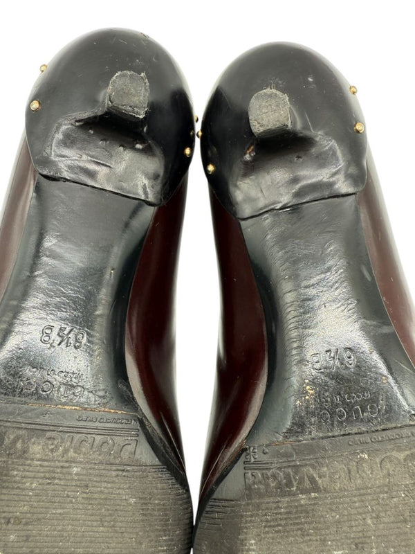 Gucci Burgundy Leather Pointed-Toe Kitten Heel Pumps – Size 36.5