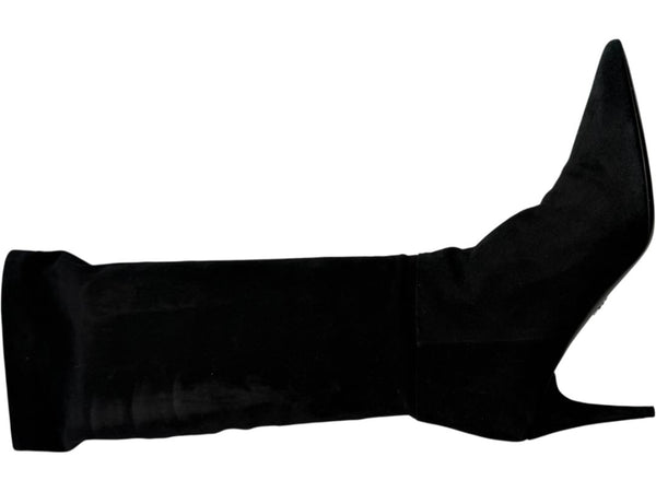 Prada Black Suede Pointed Toe Knee-High Boots – Size 39.5