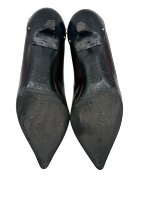 Gucci Burgundy Leather Pointed-Toe Kitten Heel Pumps – Size 36.5