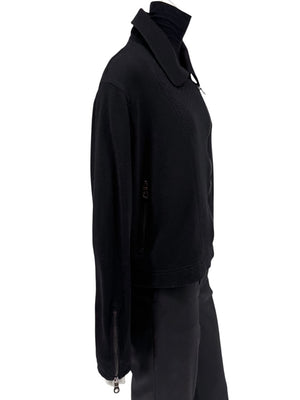 Chanel Black Quilted Wool Moto Zip Jacket – Size 46