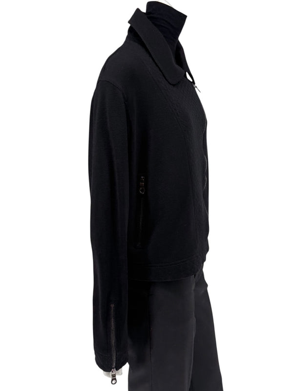 Chanel Black Quilted Wool Moto Zip Jacket – Size 46