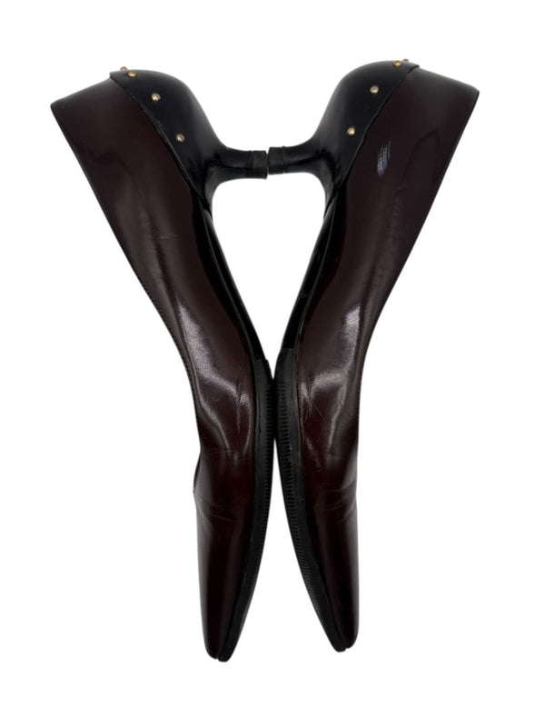 Gucci Burgundy Leather Pointed-Toe Kitten Heel Pumps – Size 36.5