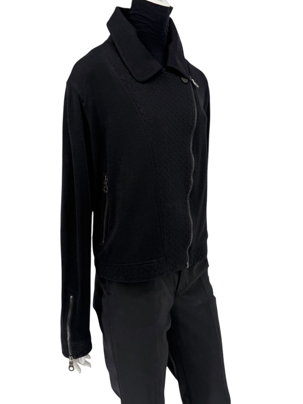 Chanel Black Quilted Wool Moto Zip Jacket – Size 46