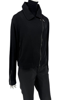 Chanel Black Quilted Wool Moto Zip Jacket – Size 46