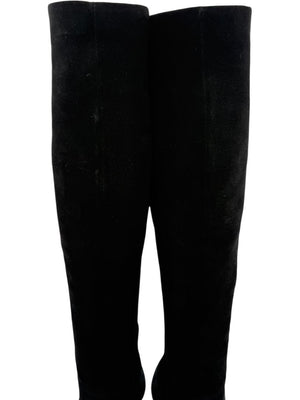 Prada Black Suede Pointed Toe Knee-High Boots – Size 39.5