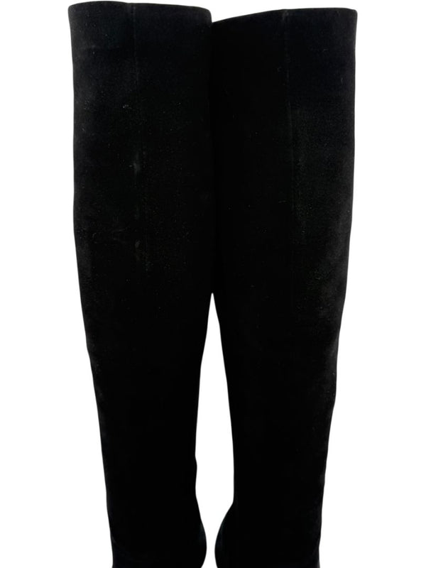 Prada Black Suede Pointed Toe Knee-High Boots – Size 39.5