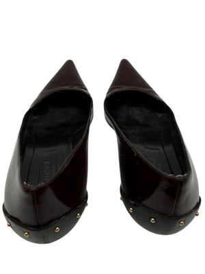 Gucci Burgundy Leather Pointed-Toe Kitten Heel Pumps – Size 36.5