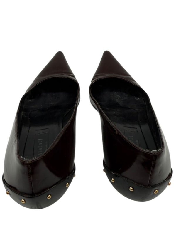 Gucci Burgundy Leather Pointed-Toe Kitten Heel Pumps – Size 36.5