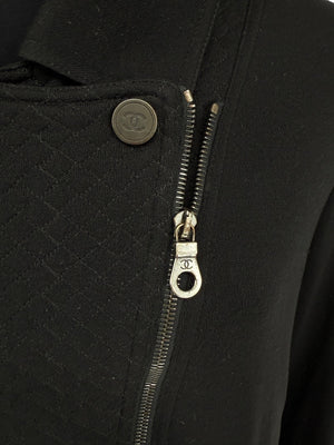 Chanel Black Quilted Wool Moto Zip Jacket – Size 46