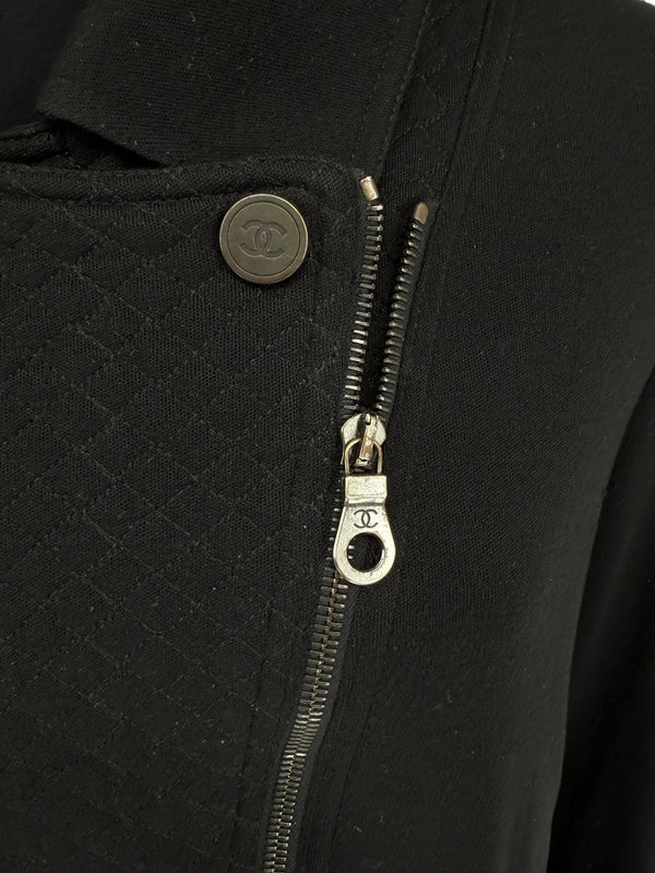 Chanel Black Quilted Wool Moto Zip Jacket – Size 46