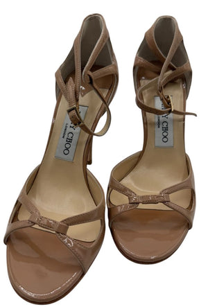 Jimmy Choo Patent Calfskin Nude Sandals - 36.5 Brand New In Box