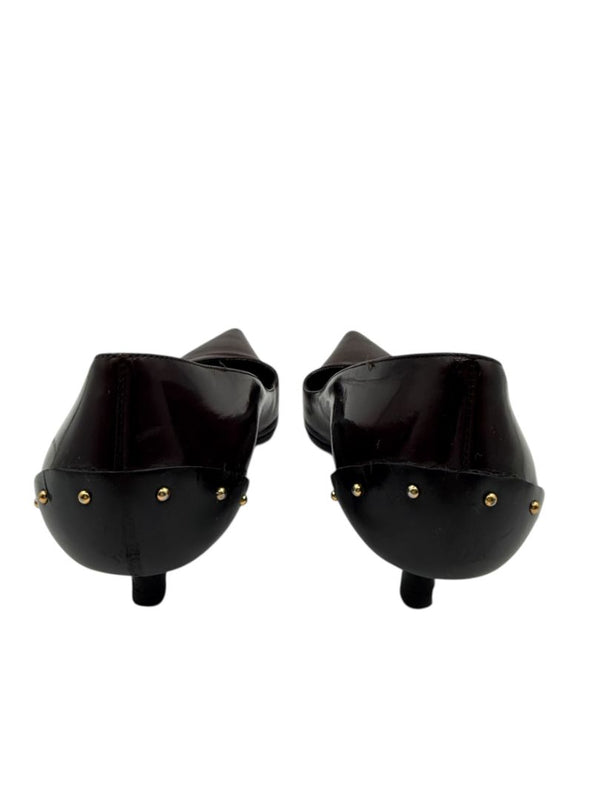 Gucci Burgundy Leather Pointed-Toe Kitten Heel Pumps – Size 36.5