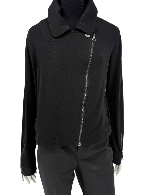 Chanel Black Quilted Wool Moto Zip Jacket – Size 46