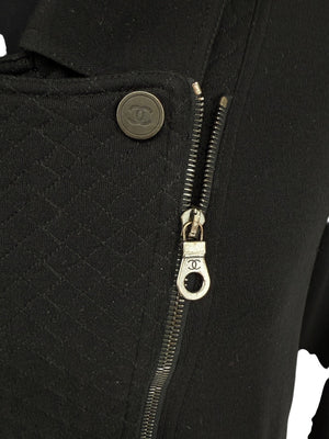 Chanel Black Quilted Wool Moto Zip Jacket – Size 46