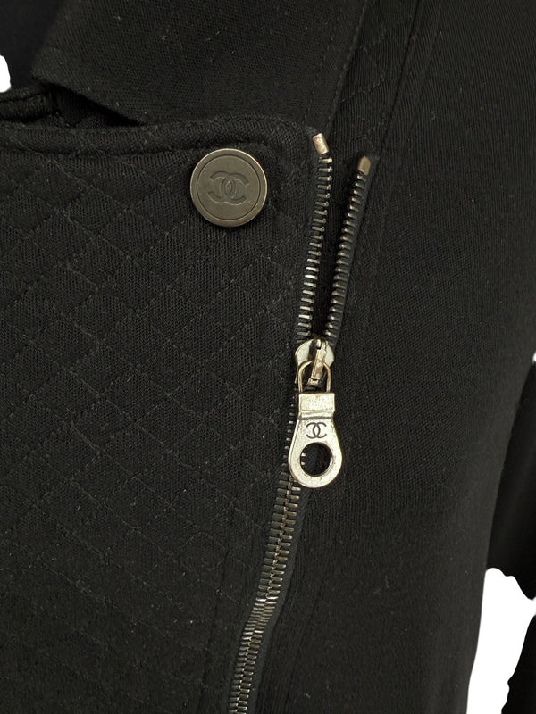 Chanel Black Quilted Wool Moto Zip Jacket – Size 46