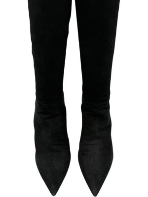 Prada Black Suede Pointed Toe Knee-High Boots – Size 39.5