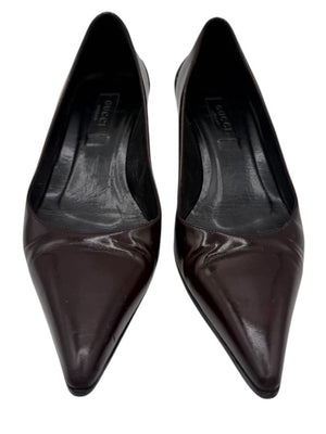Gucci Burgundy Leather Pointed-Toe Kitten Heel Pumps – Size 36.5