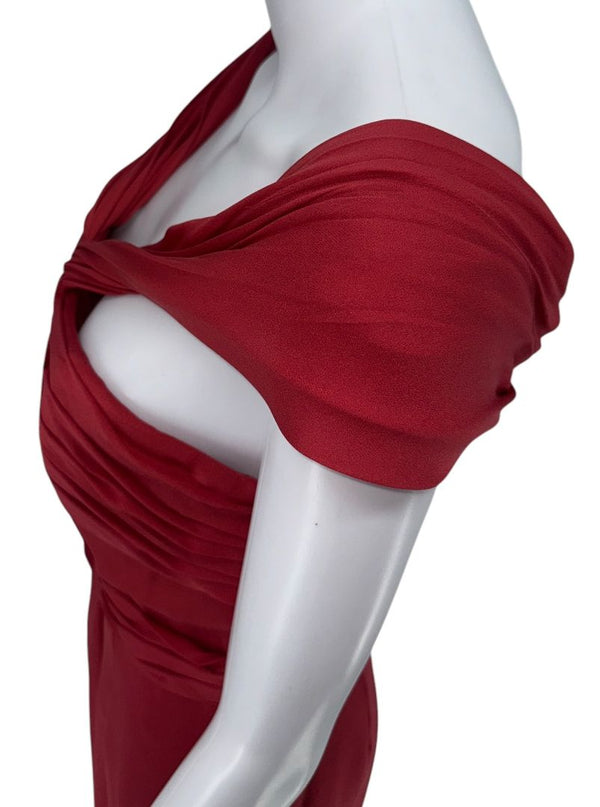 J. Mendel Draped Off-Shoulder Cocktail Dress – Size 6