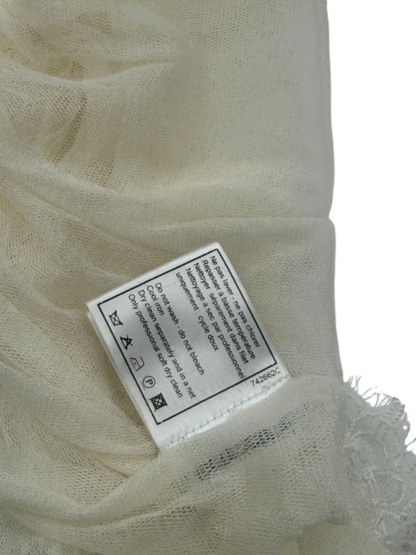 Chanel Fall 2005 Ivory Silk with Lace Trim Long Scarf