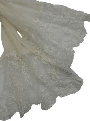 Chanel Fall 2005 Ivory Silk with Lace Trim Long Scarf