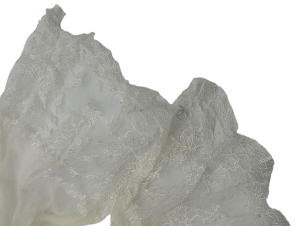 Chanel Fall 2005 Ivory Silk with Lace Trim Long Scarf