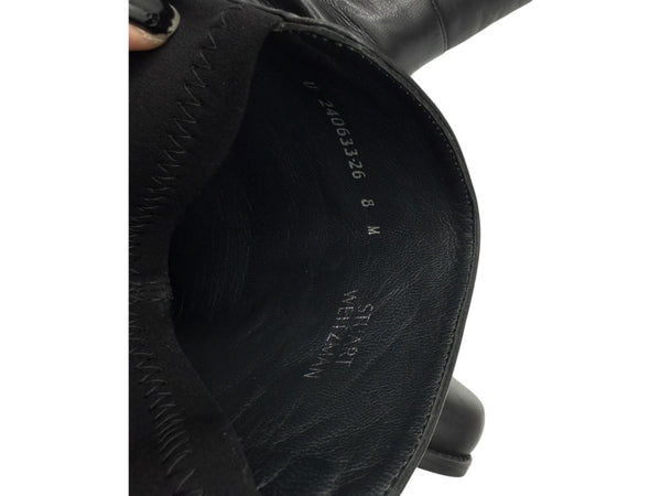 Stuart Weitzman Black Leather & Stretch Fabric 50/50 Knee-High Riding Boots – Size 8M