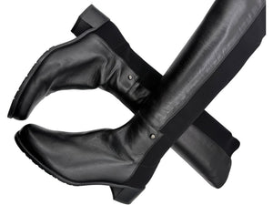 Stuart Weitzman Black Leather & Stretch Fabric 50/50 Knee-High Riding Boots – Size 8M