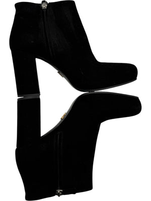 Prada Black Suede Block Heel Booties – Size 39
