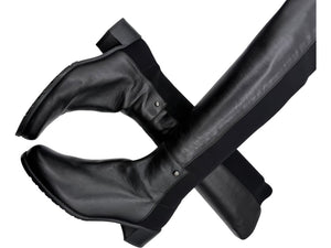 Stuart Weitzman Black Leather & Stretch Fabric 50/50 Knee-High Riding Boots – Size 8M