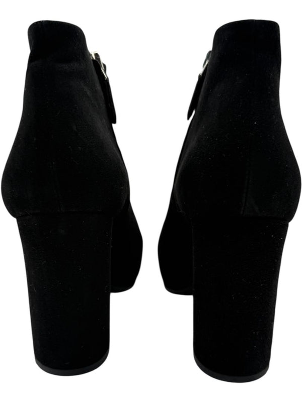 Prada Black Suede Block Heel Booties – Size 39