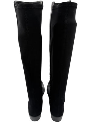 Stuart Weitzman Black Leather & Stretch Fabric 50/50 Knee-High Riding Boots – Size 8M