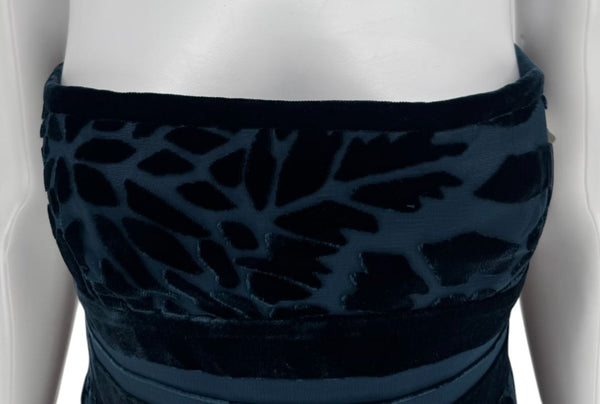 Bill Blass Strapless Blue Velvet Burnout Dress – Size 8