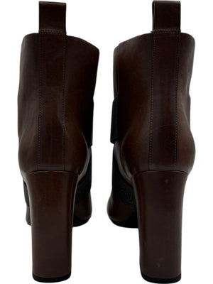 Brunello Cucinelli Brown Leather Ankle Boots with Criss-Cross Monili Straps – Size 39