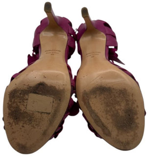 Tom Ford Magenta Floral Cutout Leather Sandals – Size 37 – Very Good Preowned Condition