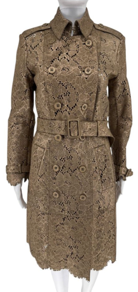 BURBERRY Prorsum Laser Cut Goat Leather Trench Size Small