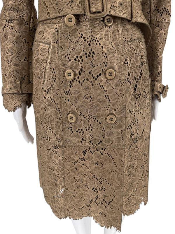 BURBERRY Prorsum Laser Cut Goat Leather Trench Size Small