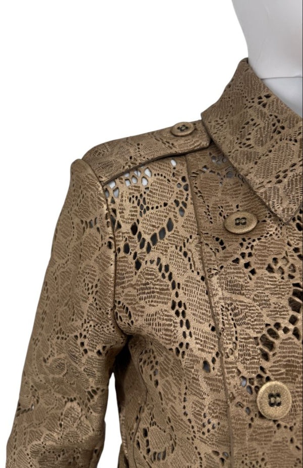 BURBERRY Prorsum Laser Cut Goat Leather Trench Size Small