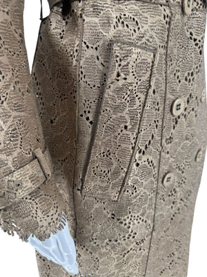 BURBERRY Prorsum Laser Cut Goat Leather Trench Size Small