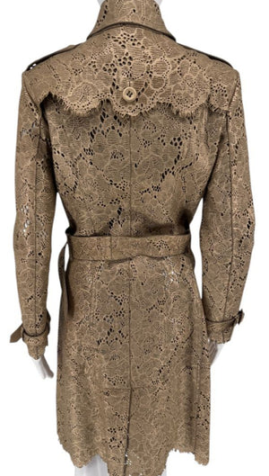 BURBERRY Prorsum Laser Cut Goat Leather Trench Size Small