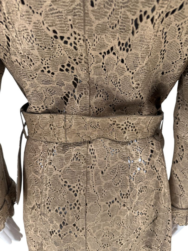 BURBERRY Prorsum Laser Cut Goat Leather Trench Size Small