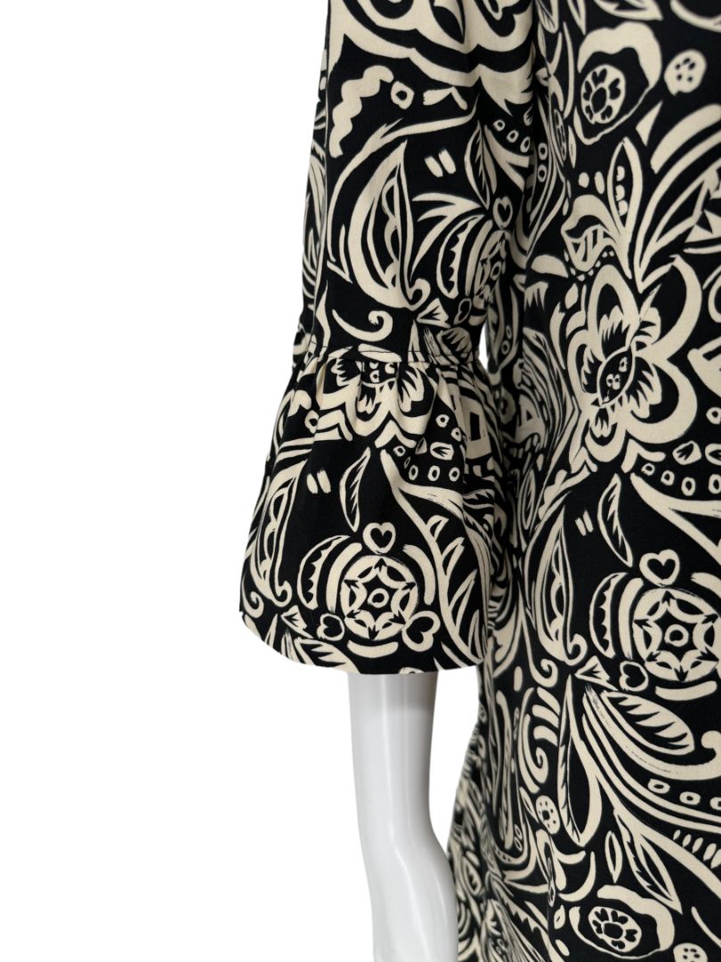 La DoubleJ Black & Ivory Printed Cotton 24/7 Dress – Size L- NWT