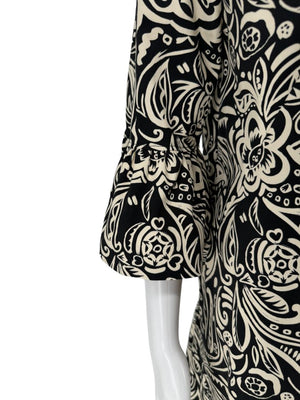 La DoubleJ Black & Ivory Printed Cotton 24/7 Dress – Size L- NWT